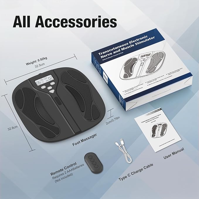 Circulation Machine Blood Booster for Feet and Legs – TENS & EMS Foot Massager for Pain Relief and Improved Circulation