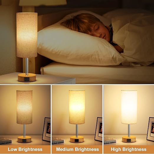 Seealle  Lamp Touch Control Table Lamp with USB A Charging Ports 3-Way Set of 2/TL17SALW2