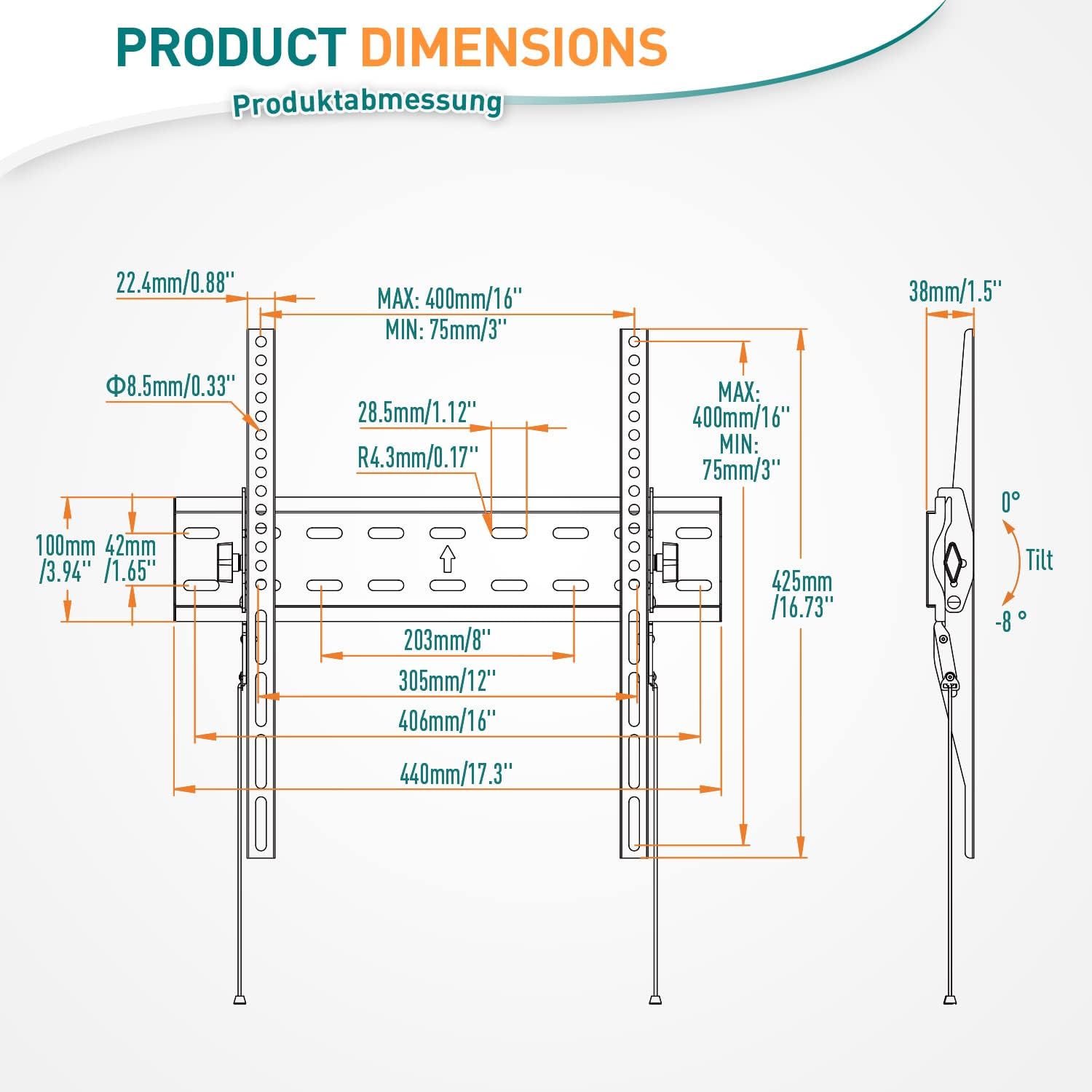 ELIVED Ultra Slim Tilt TV Wall Bracket – Adjustable Mount for 26–60 Inch TVs (Up to 45kg)