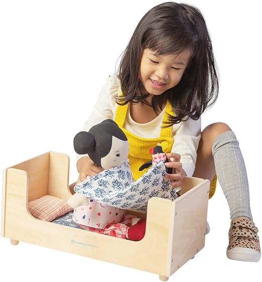 Manhattan Toy Sleep Tight Wooden Play Sleigh Bed for Dolls & Stuffed Animals
