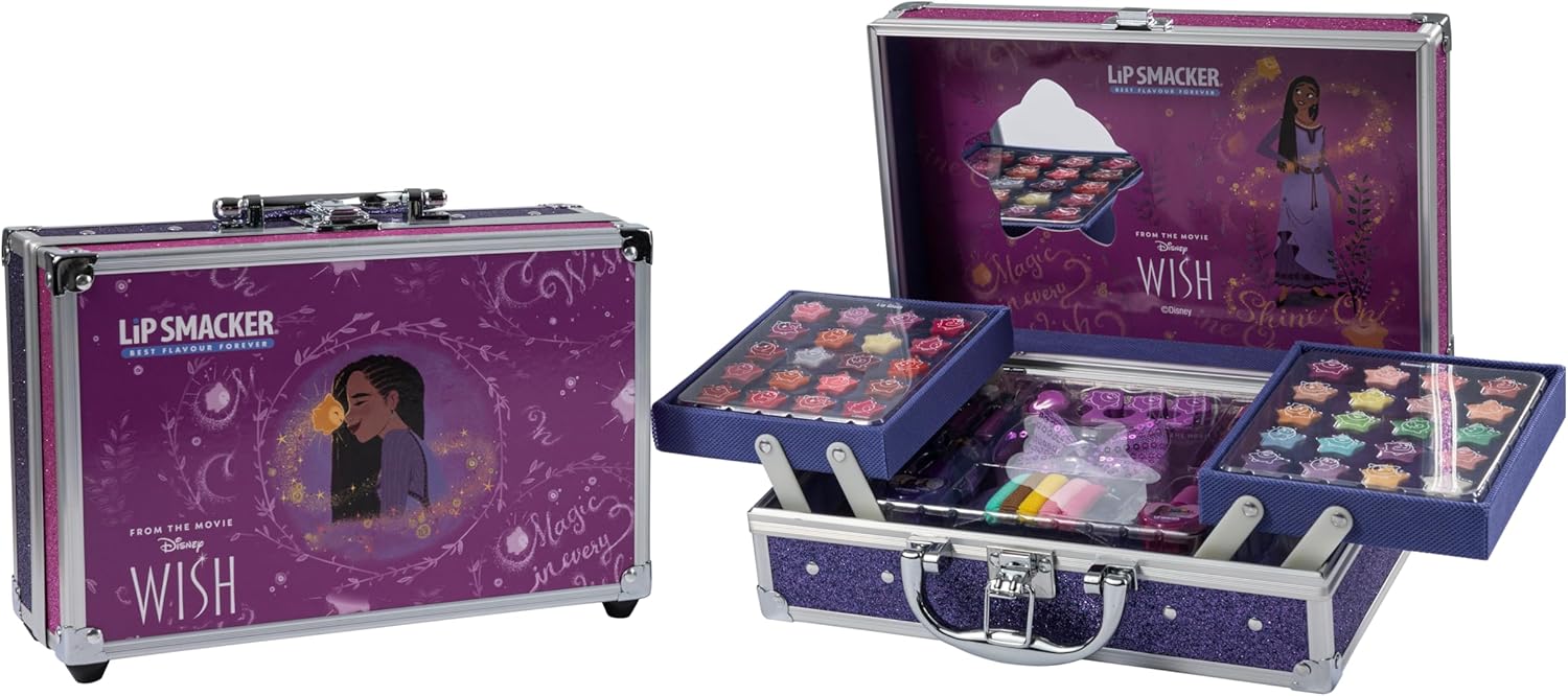 Lip Smacker Disney Wish Makeup Train Case – Kids Beauty Set with 50+ Pieces & Accessories
