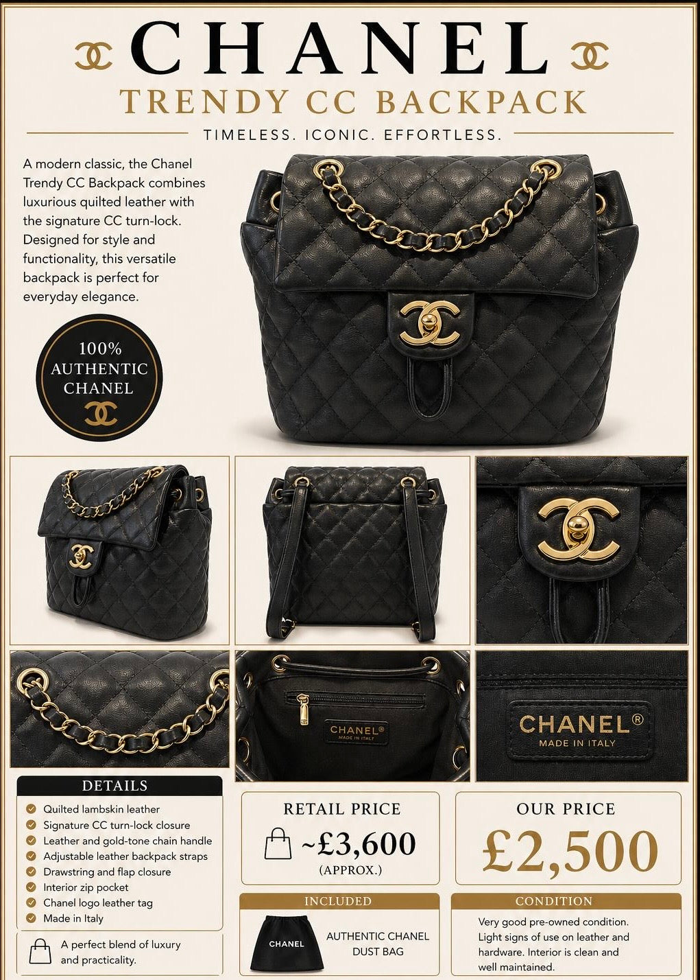 LUXURY CHANEL TRENDY CC BACKPACK - PRELOVED