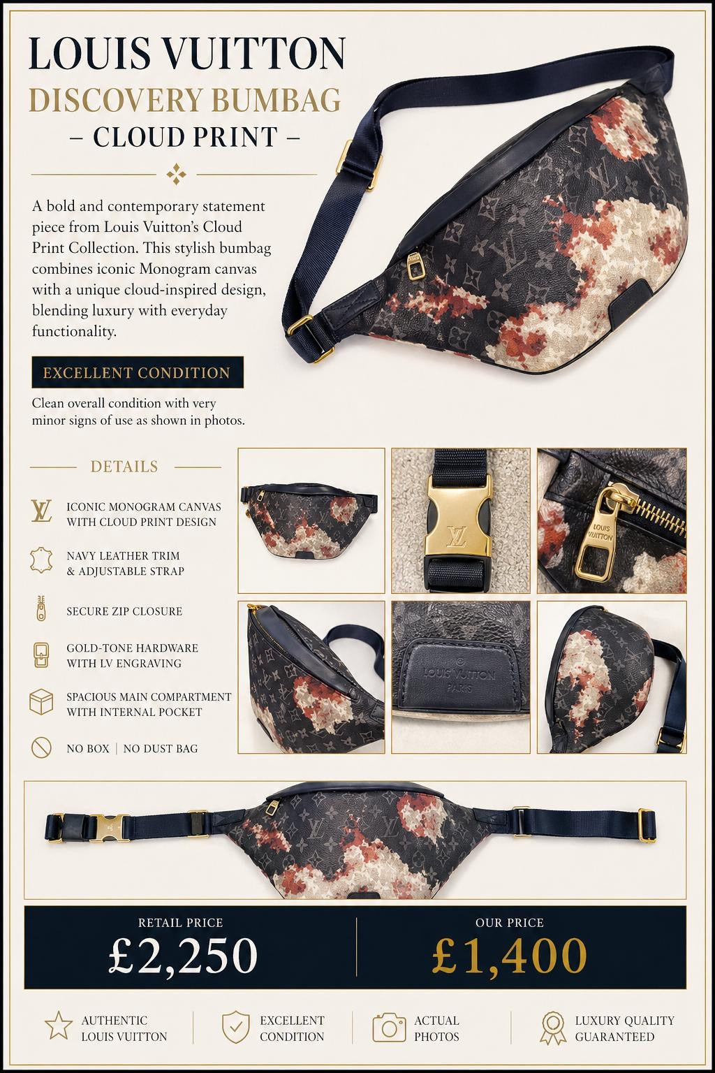 Louis Vuitton Monogram Cloud Belt Bag / Bum Bag - PRELOVED
