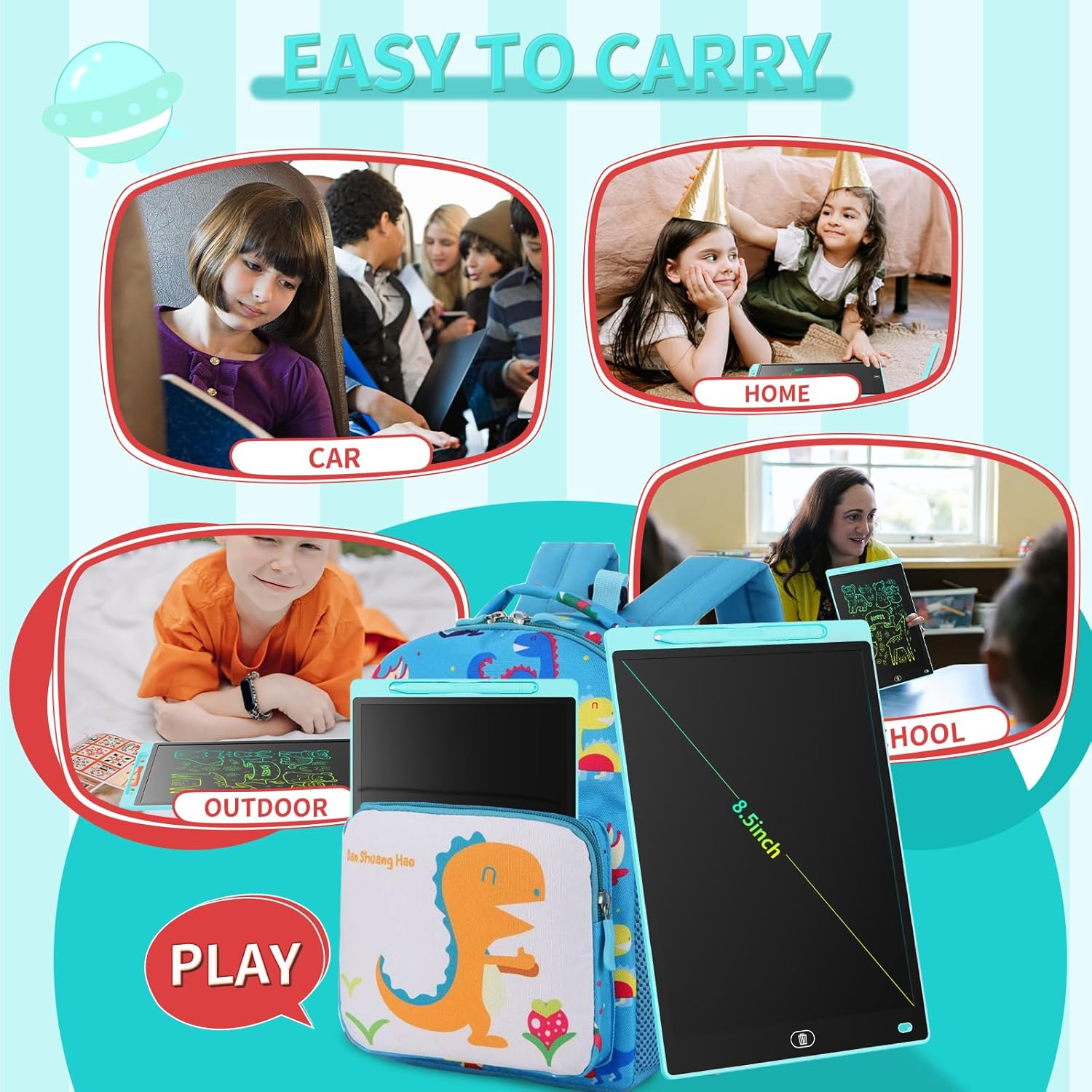 [2 Pack] Genialba 8.5 inch LCD Drawing Tablet for Kids Colorful Screen Writing Board Toddler Toys Learning Educational Stocking Fillers Kids Gifts for for 3-7 Year Old Boys Girls, (Pink&Blue)