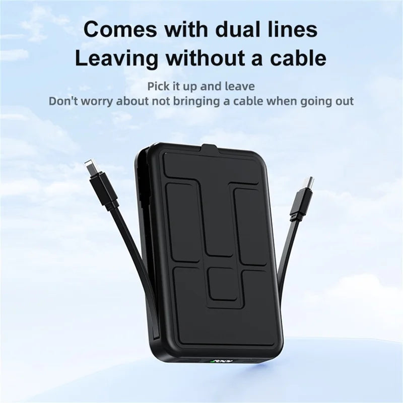 ZKD-01 10000mAh Portable Magnetic Wireless Power Bank with Built-in Cables & Stand