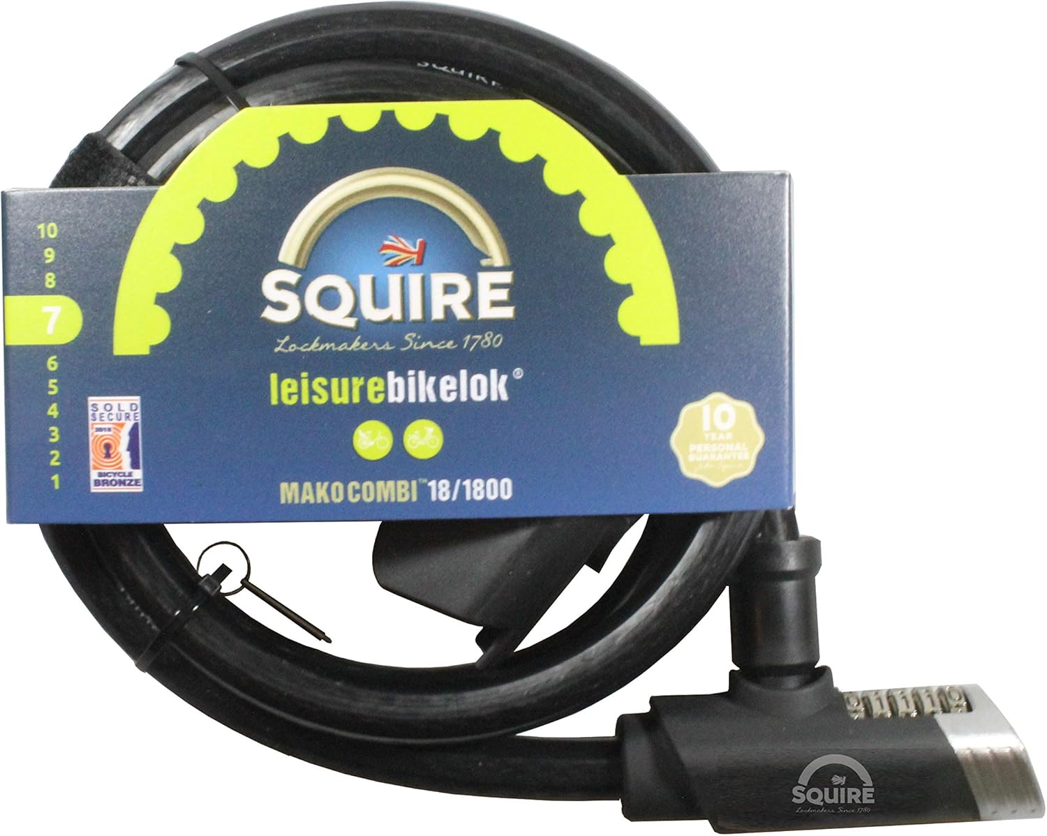 MAKO 18mm Combination Cable Lock with Bracket – 1800mm Heavy Duty Security Lock – 5-Digit Code