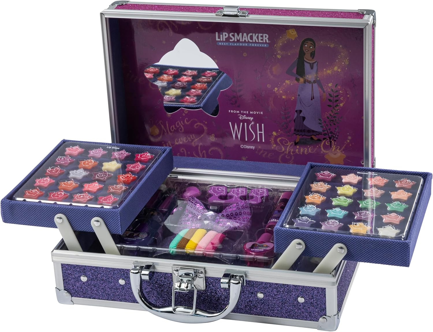 Lip Smacker Disney Wish Makeup Train Case – Kids Beauty Set with 50+ Pieces & Accessories