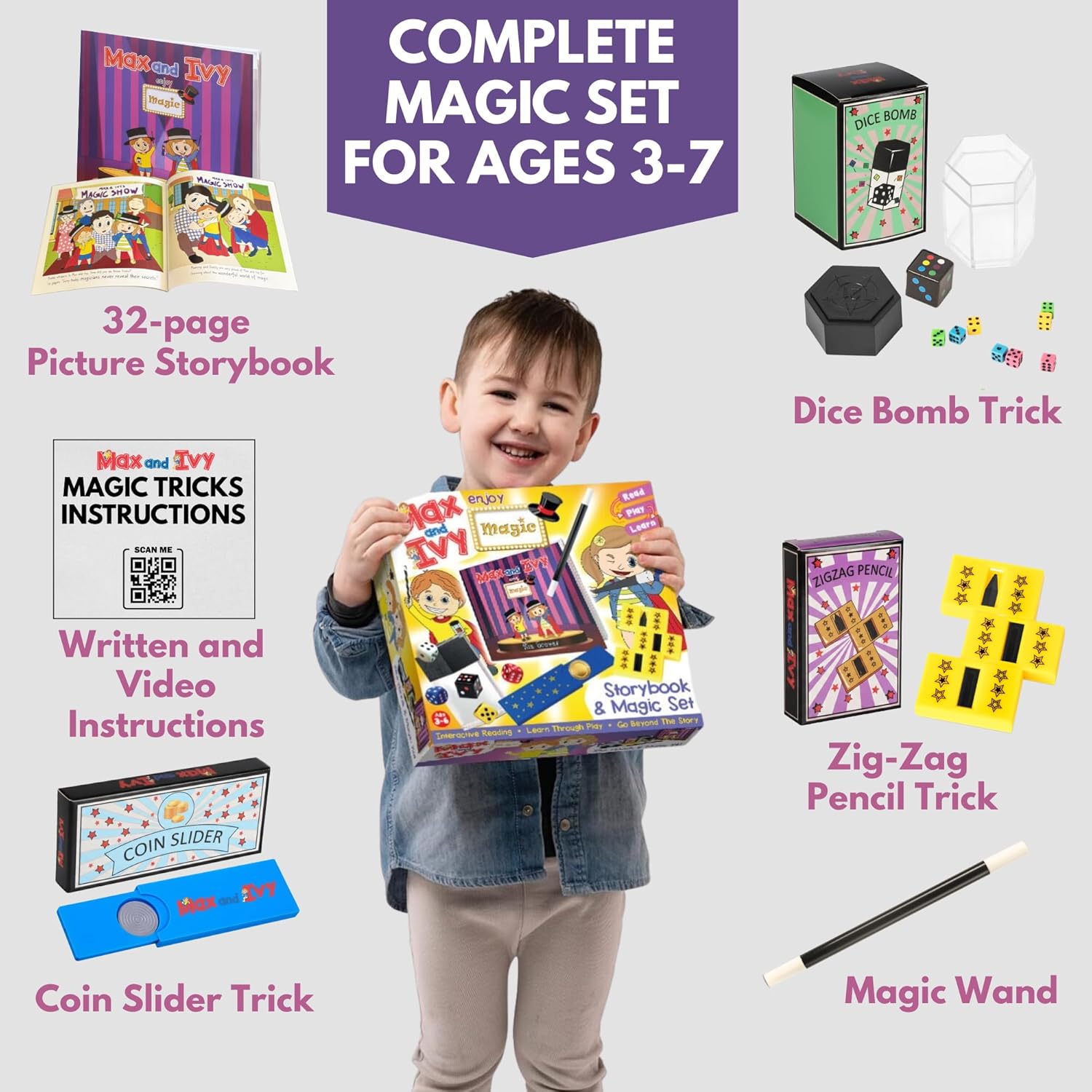 Magic Set for Kids Ages 3–7 – Beginner Magic Tricks Kit with Props, Storybook & Video Tutorials
