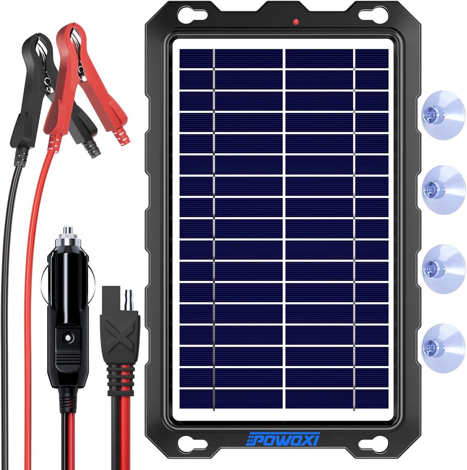7.5W Solar Battery Trickle Charger Maintainer – 12V Portable Waterproof Solar Panel Kit for Car, Motorcycle, Boat, RV, Trailer, Marine & Powersports