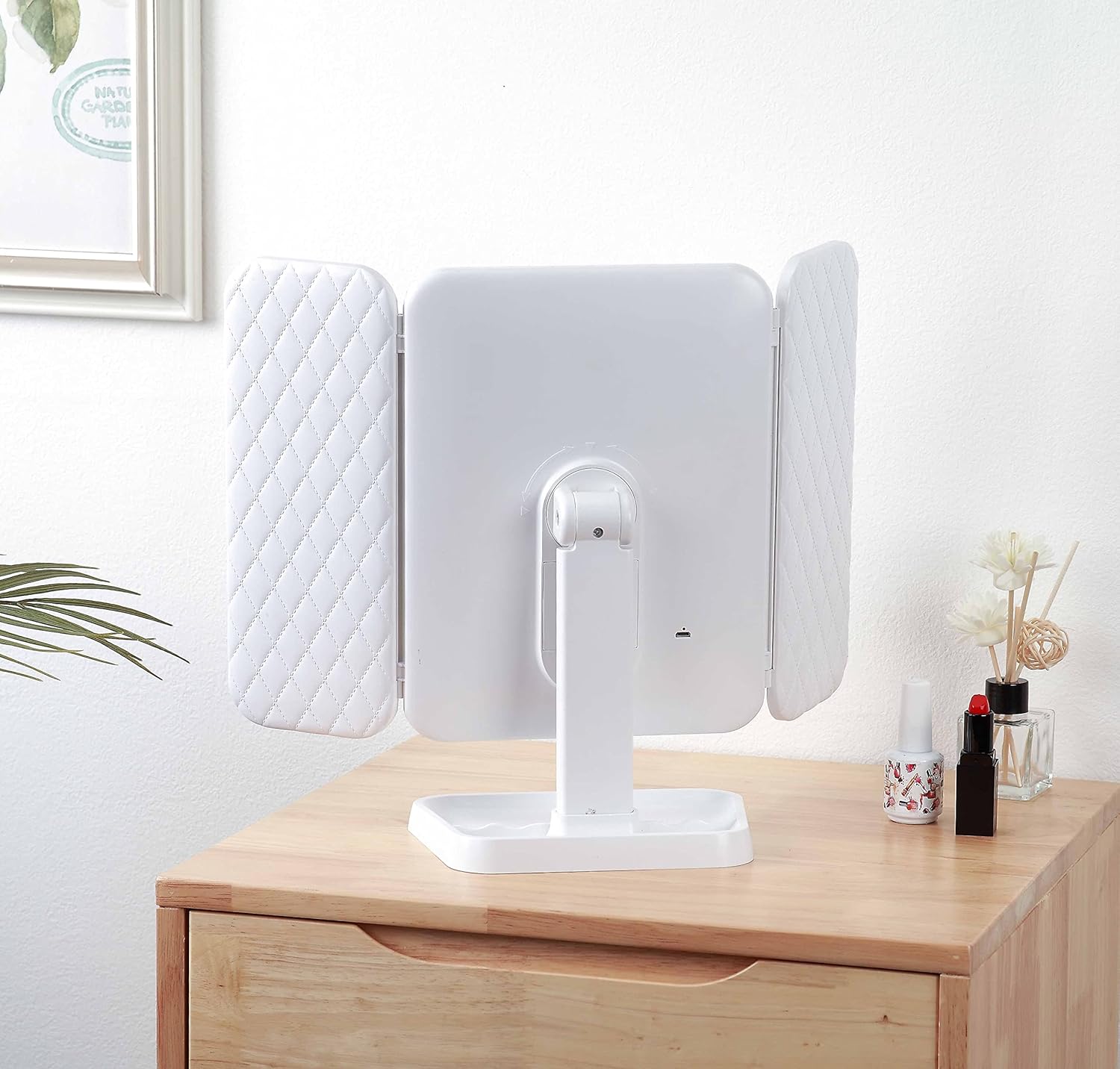 LED Lighted Trifold Makeup Mirror – Portable Tabletop Vanity Mirror with Adjustable Brightness