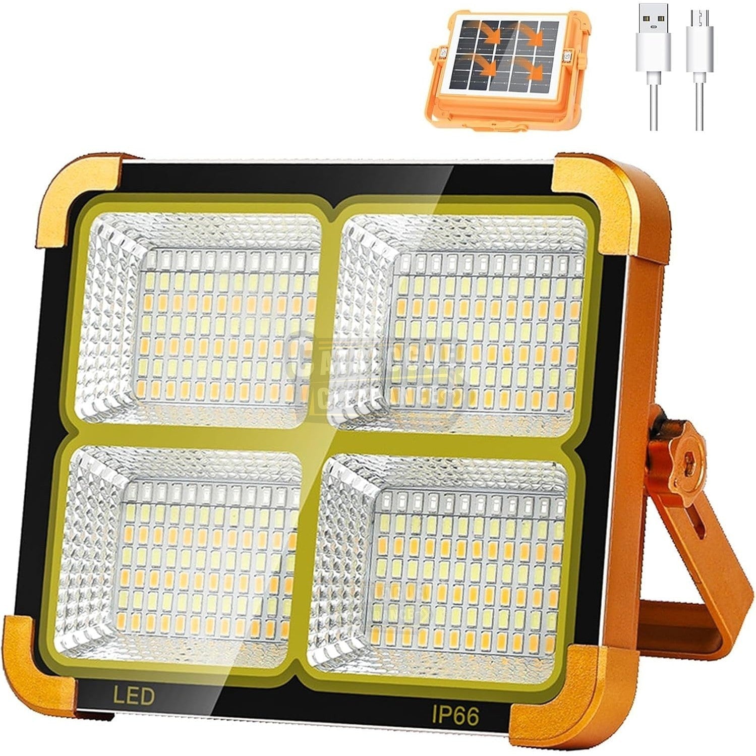 Rechargeable LED Work Light with Solar Panel, 5 Lighting Modes