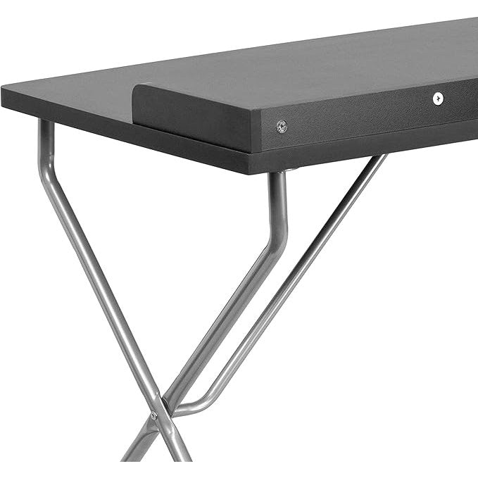 Flash Furniture Black Laminate Computer Desk with Silver Metal Frame – 126 x 65 x 6 cm
