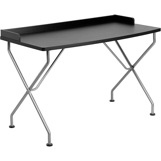 Flash Furniture Black Laminate Computer Desk with Silver Metal Frame – 126 x 65 x 6 cm