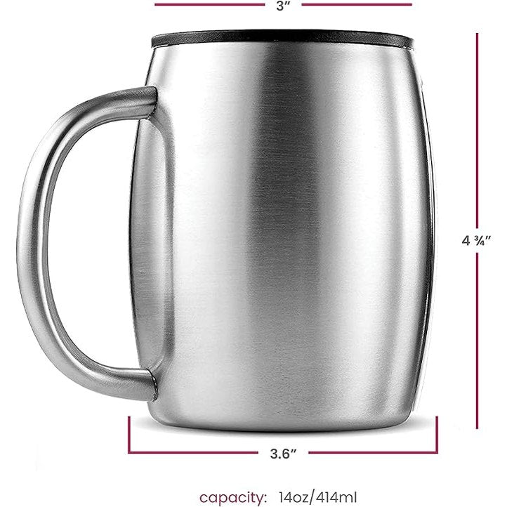 Finedine Insulated Stainless Steel Coffee Cups (Set Of 2) BPA-Free Spill Proof Lid