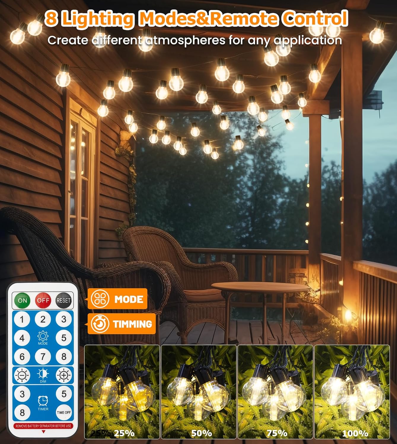 Lithom G50 Solar Festoon Lights – Outdoor Waterproof LED String Lights for Garden, Patio & Parties