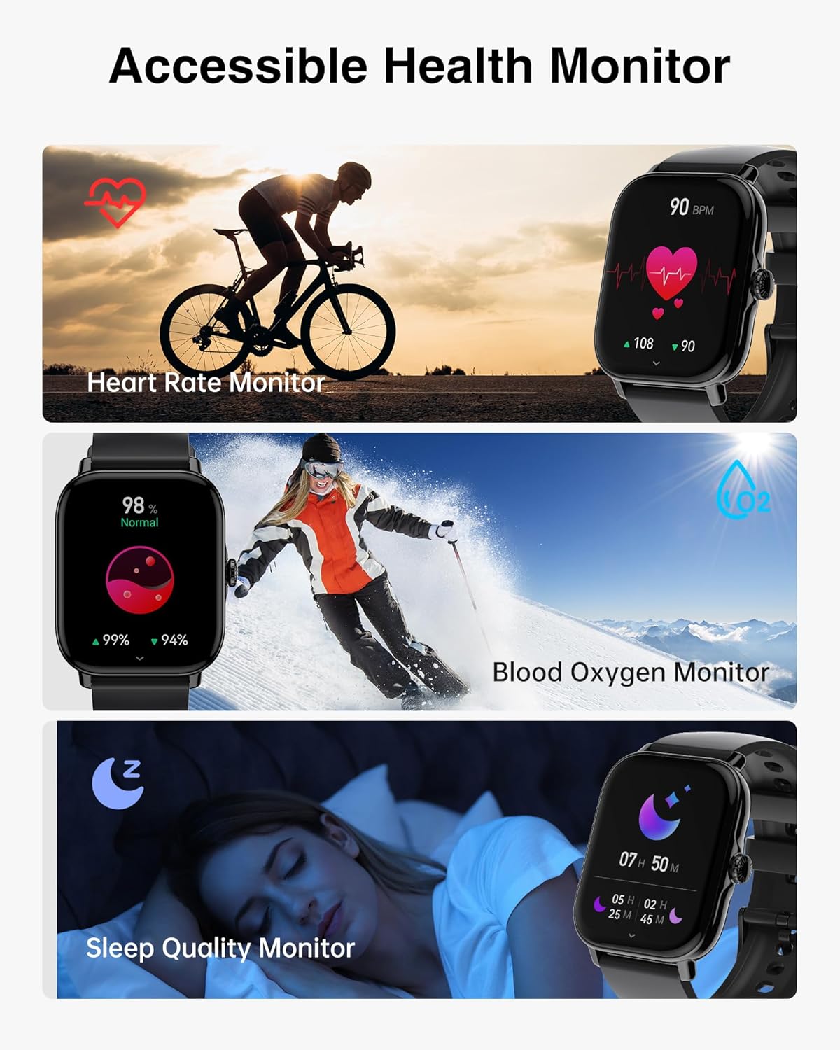 Smart Watch IFMDA – 1.85" Fitness Smartwatch with Calling & Health Tracking