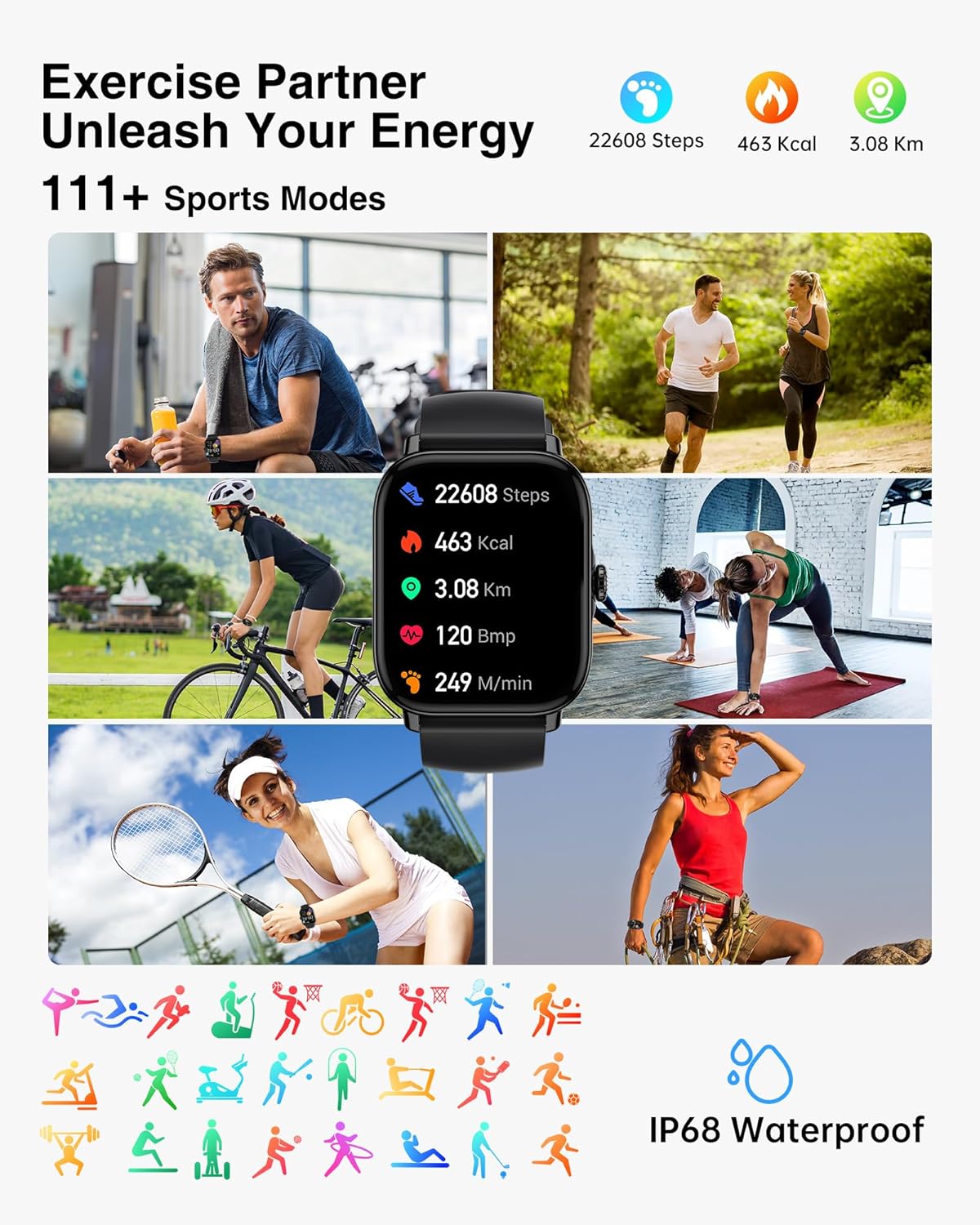 Smart Watch IFMDA – 1.85" Fitness Smartwatch with Calling & Health Tracking