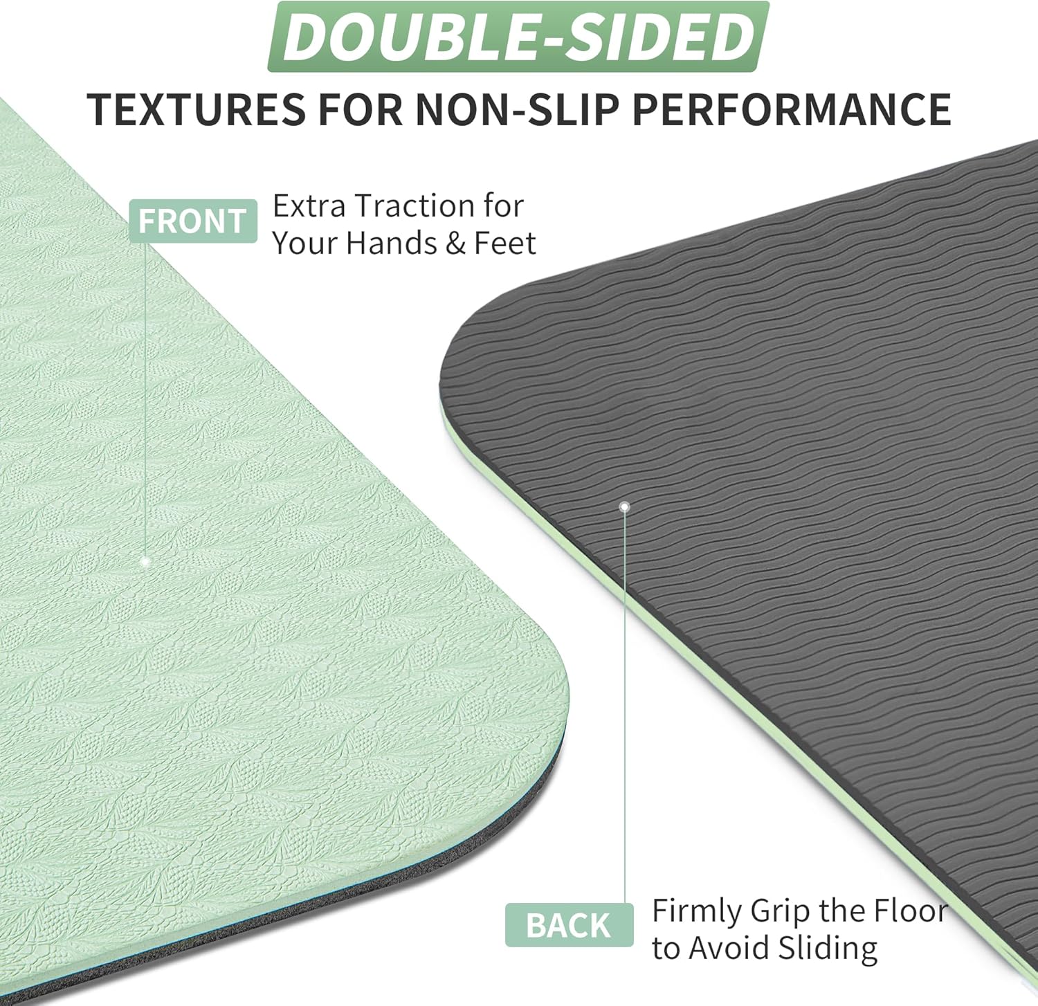 Non-Slip TPE Yoga Mat –  Thick Exercise & Fitness Mat - Assorted Colors