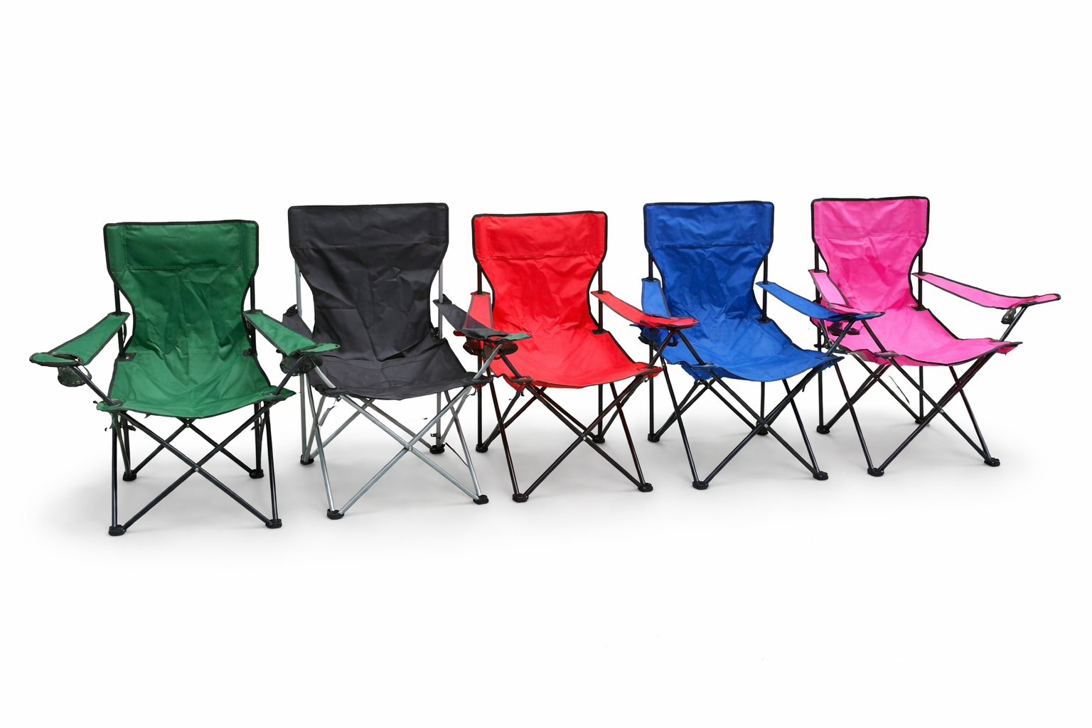 Portable Folding Camping Chair with Armrest & Cup Holder – Lightweight Outdoor Chair with Carry Bag (Assorted Colours)