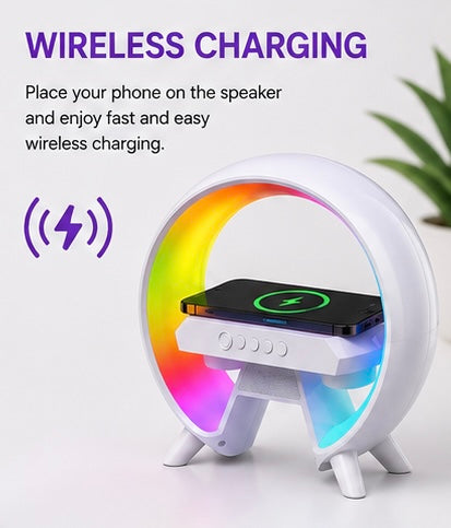 XM-X63 LED Wireless Charging Speaker – Alarm Clock, Mood Light & Sleep Sound Machine