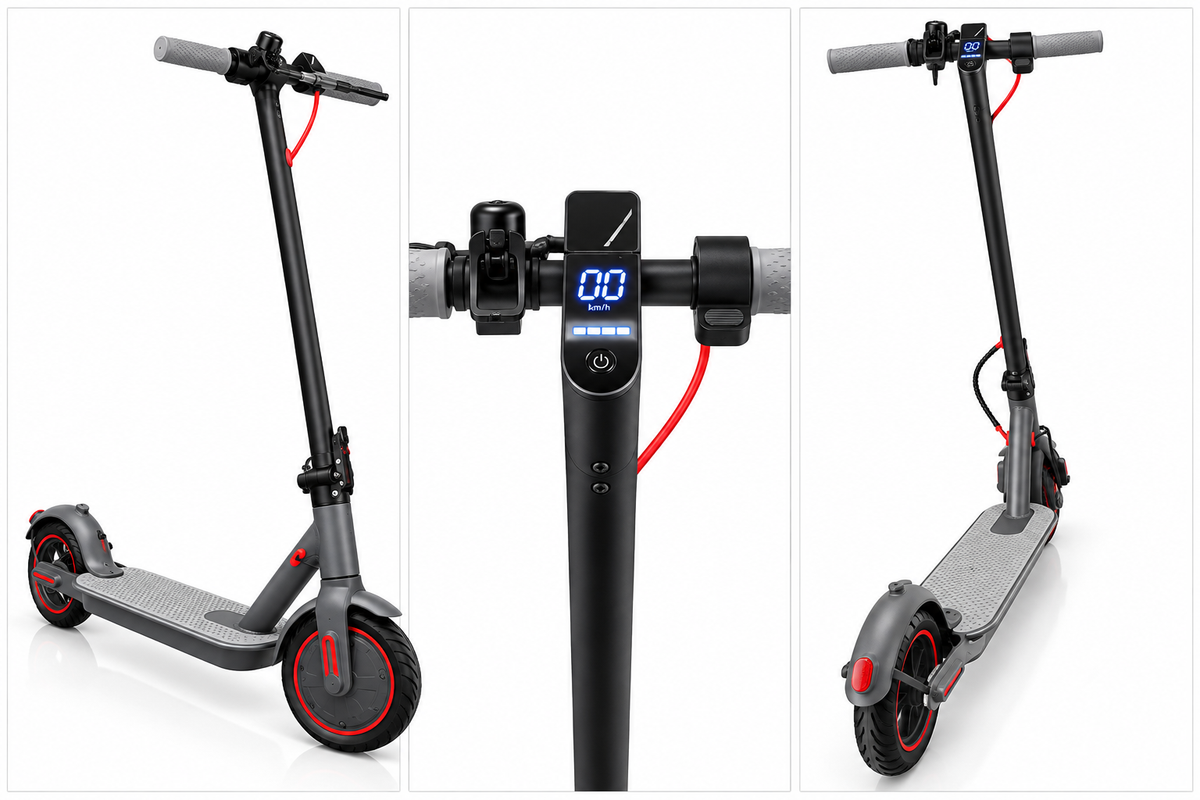 350W Foldable Electric Scooter – 25km/h Max Speed, 30km Range, 8.5” Tyres, 360Wh Battery – Grey & Blac