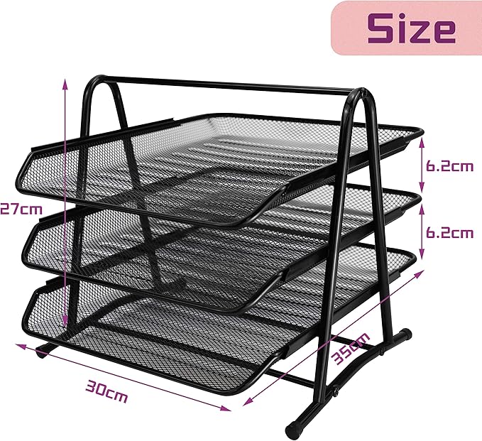 3-Tier Document Tray Organizer – Stackable Desktop File Holder for Office, Home & School