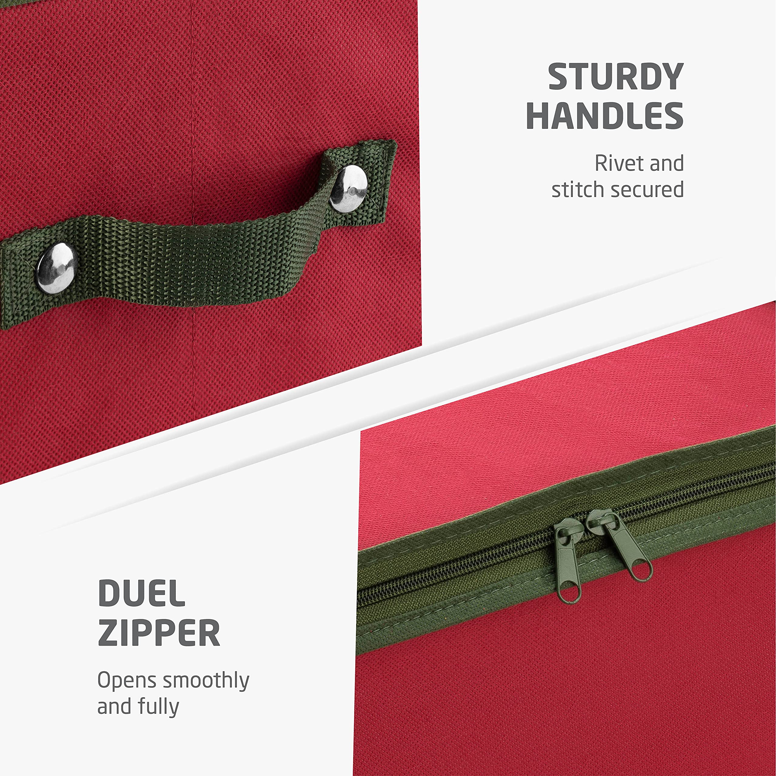 ZOBER Christmas Bauble Storage Box With Dividers - 64-Compartment - Underbed Xmas Ornament Storage Container with Zip Closure