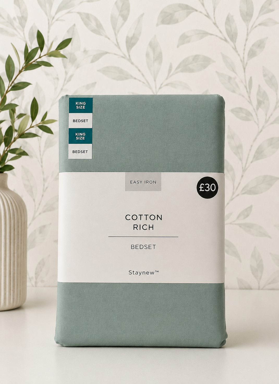 HIGH ST BRAND - COTTON RICH BEDSET & MATCHING PILLOW CASES - KING SIZE