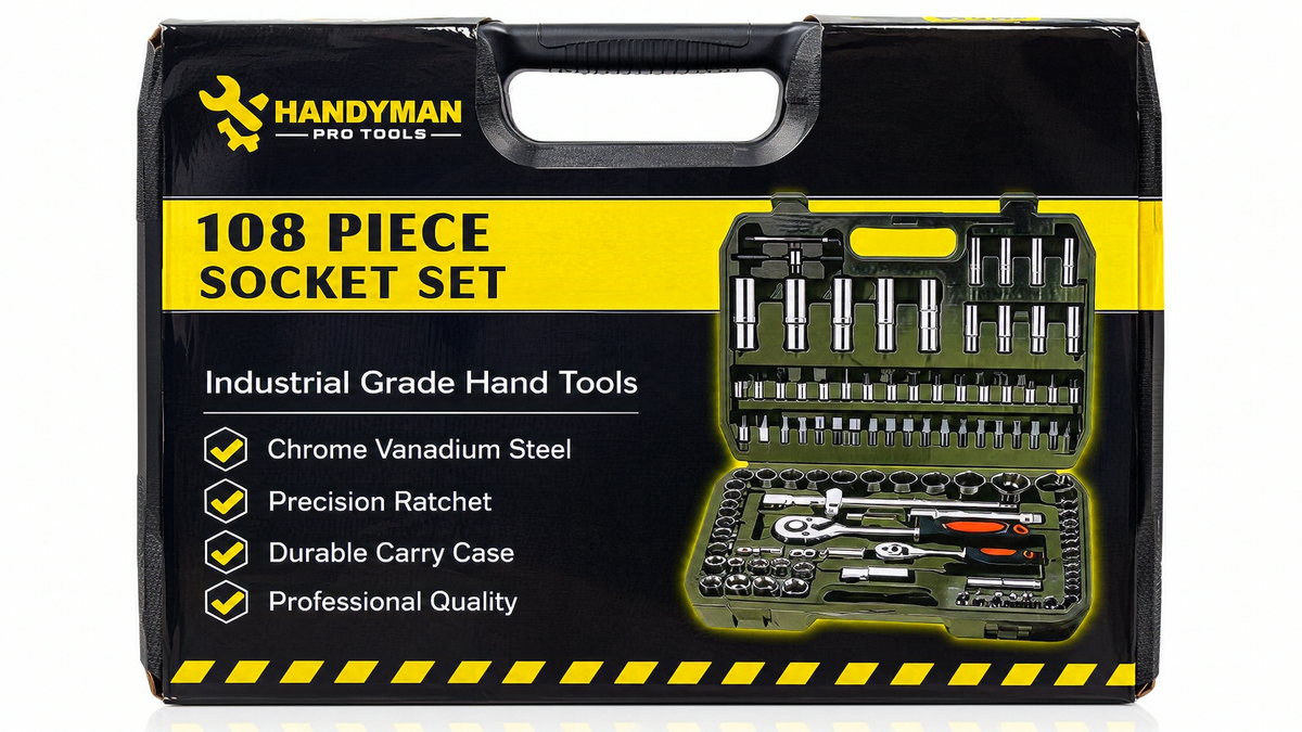 Handyman Pro Tools 108 Piece Socket Set – Professional Ratchet & Tool Kit with Carry Case