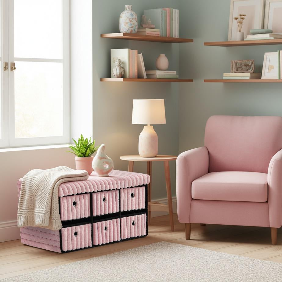 Gaveno Cavailia ribbed luxe 6 drawer ottoman chest