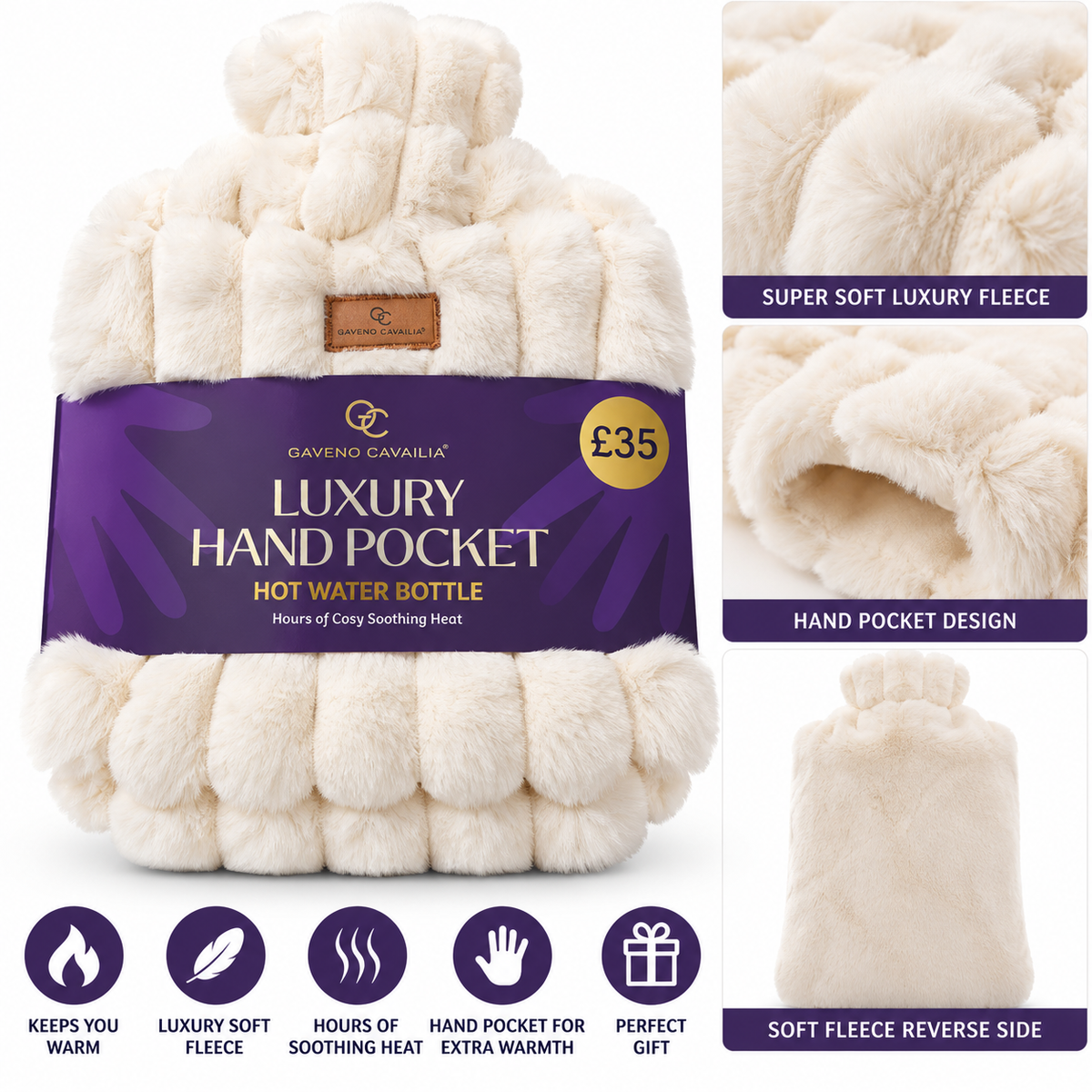 Gaveno Cavailia Luxury Hand Pocket Hot Water Bottle – Super Soft Faux Fur – available different colours