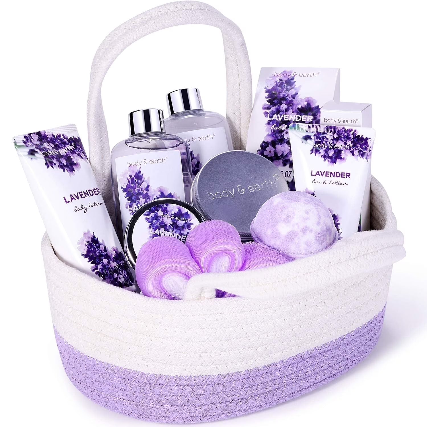 BODY & EARTH Spa Gift Sets for Women, 11 Pcs Lavender Bath Set with Shower Gel, Bubble Bath, Body Lotion, Birthday Gifts for Women, Birthday Gifts for Her, Valentine's Mothers Day Christmas Gifts