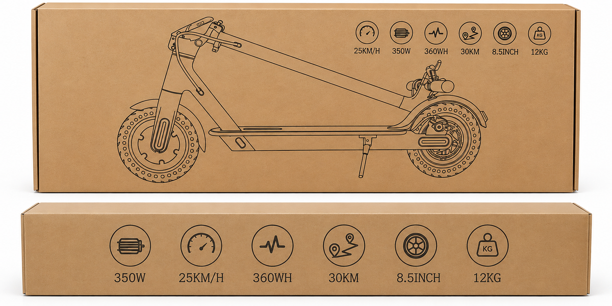 350W Foldable Electric Scooter – 25km/h Max Speed, 30km Range, 8.5” Tyres, 360Wh Battery – Grey & Blac