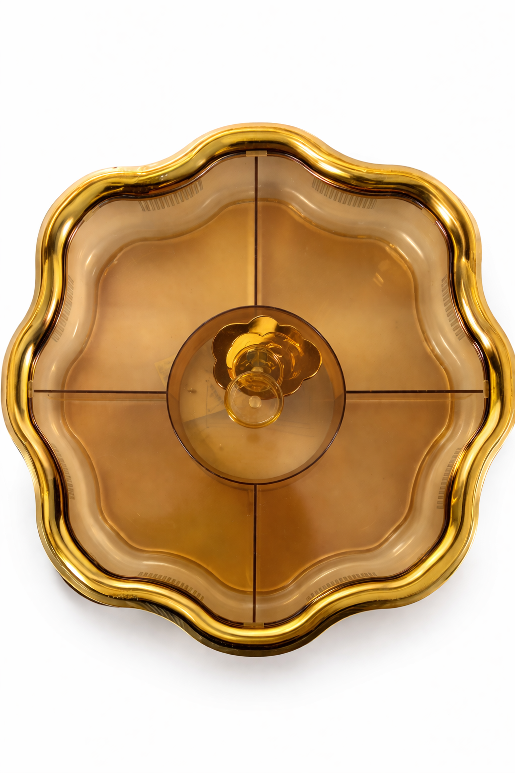 Rotating Snack Serving Tray with Lid – 5-Compartment Flower Shape Storage Box (Rose Gold / Gold)