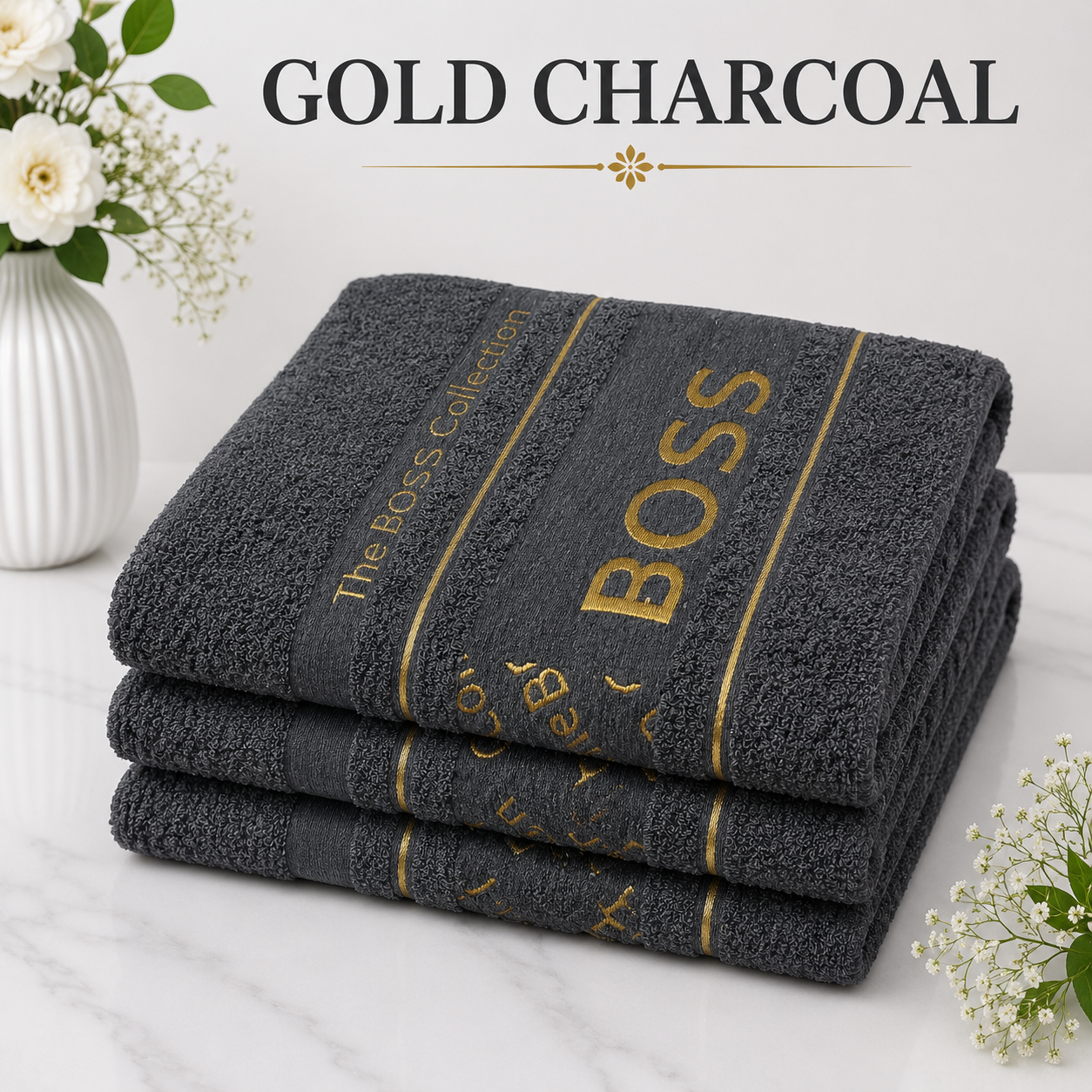 BOSS BATH SHEETS IN 8 DIFFERENT COLORS - SET OF 3/PACK (90cm*150cm) - EGYPTIAN COMBED 100%COTTON