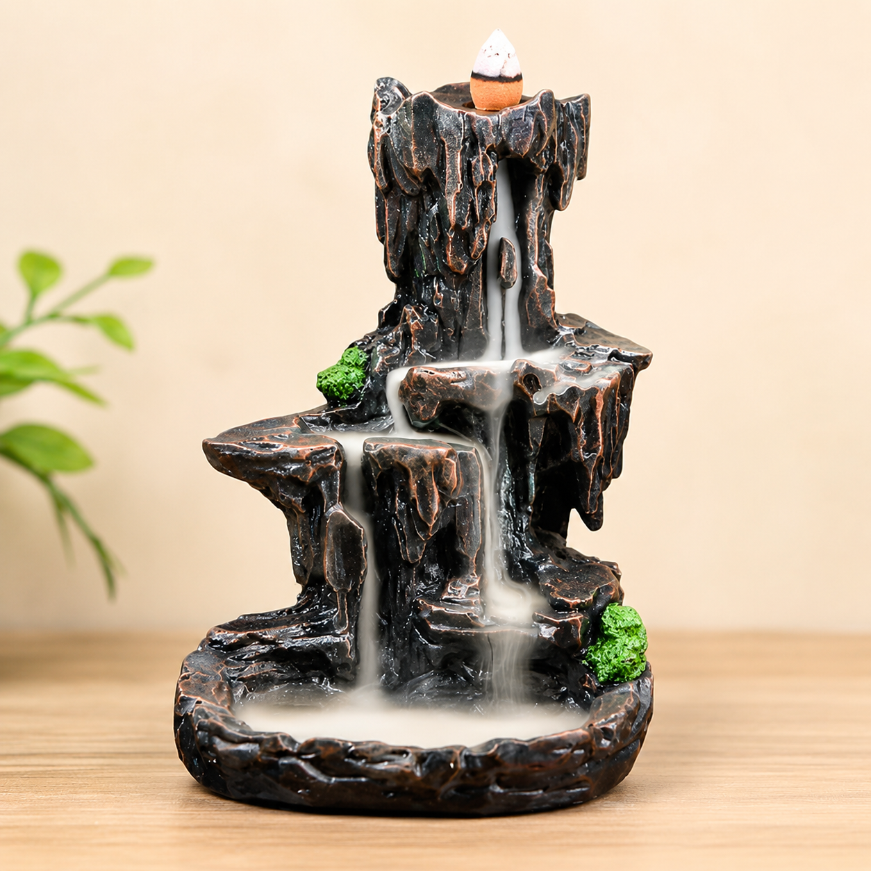 MOUNTAIN WATERFALL BACKFLOW INCENSE BURNER - ANTIQUE & VINTAGE LOOK
