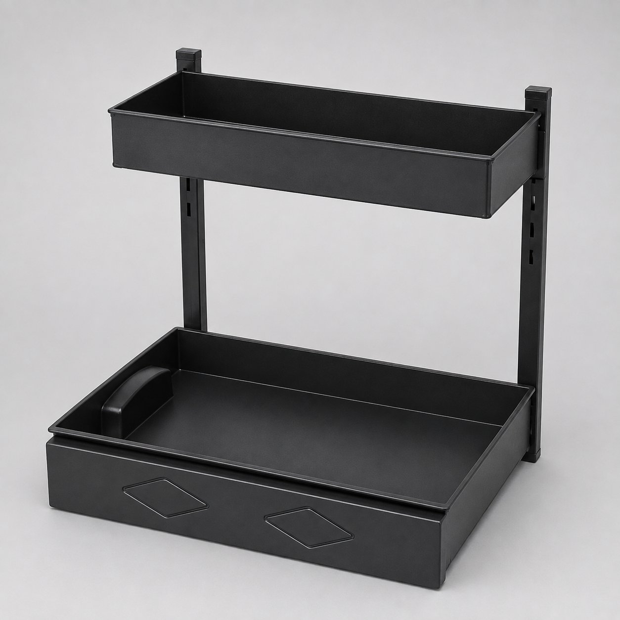 SLIDING STORAGE ORGANISER - BLACK EDITION - Suitable for kitchen, bathroom, bedroom, office and utility areas