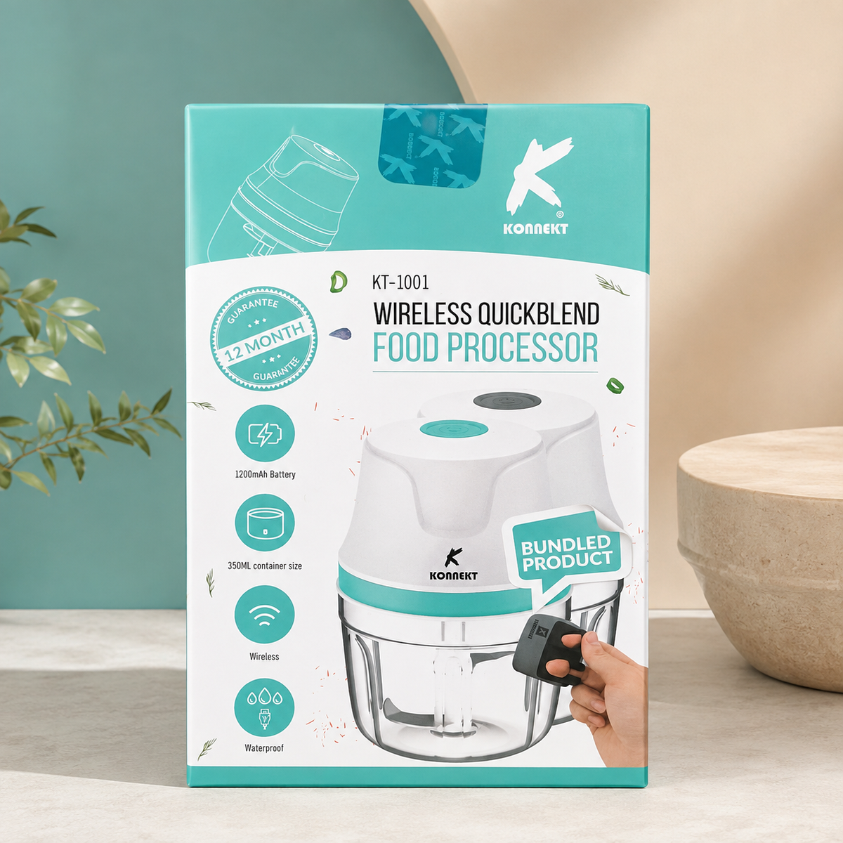 MINI WIRELESS QUICKBLEND FOOD PROCESSOR - SMART,POWERFUL & EFFORTLESS (model no:KT-1001) by KONNEKT