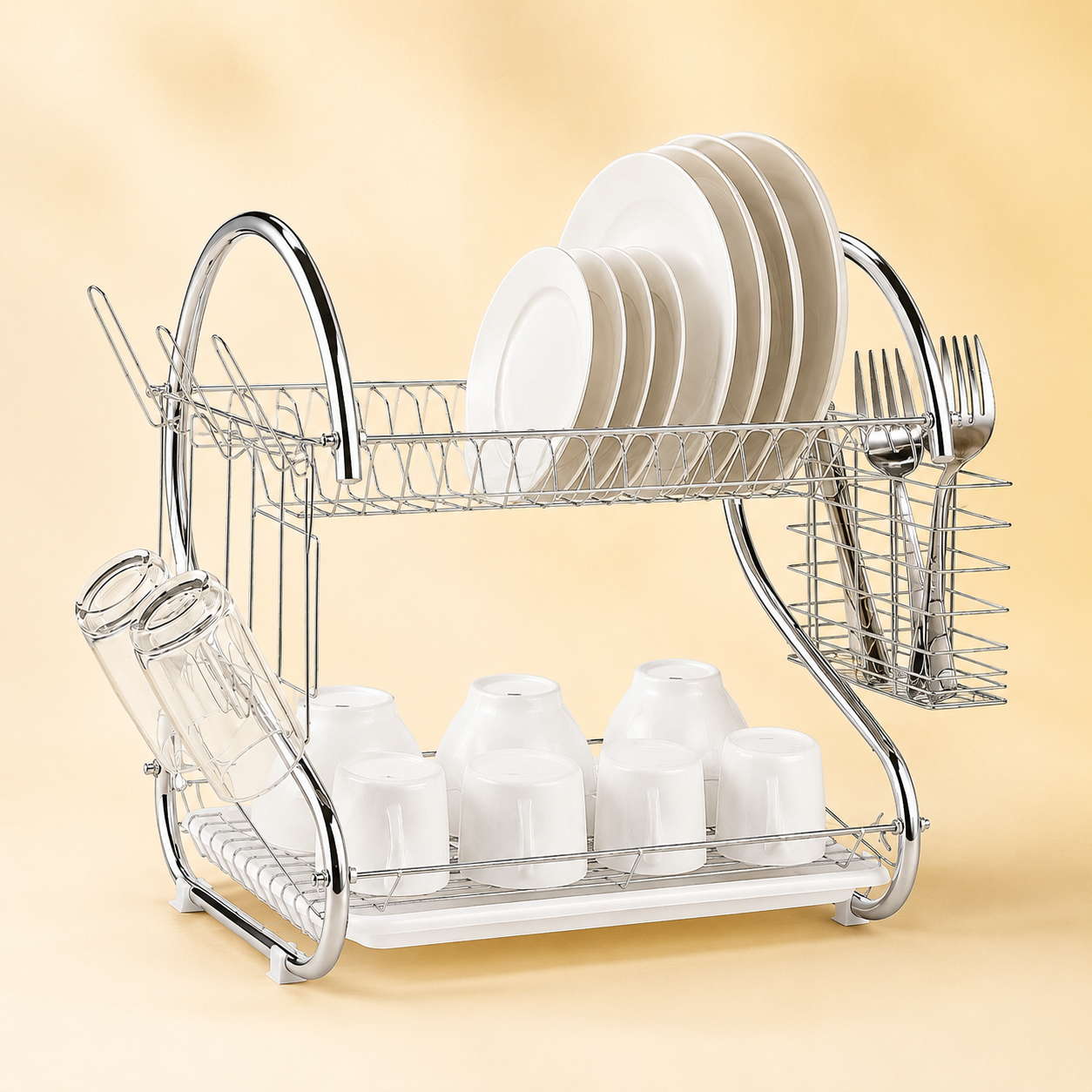 DISH DRAINER - LARGE CAPACITY,DURABLE,EASY TO CLEAN & CHROME STEEL (43cm*25cm*39cm) by Egouttoir