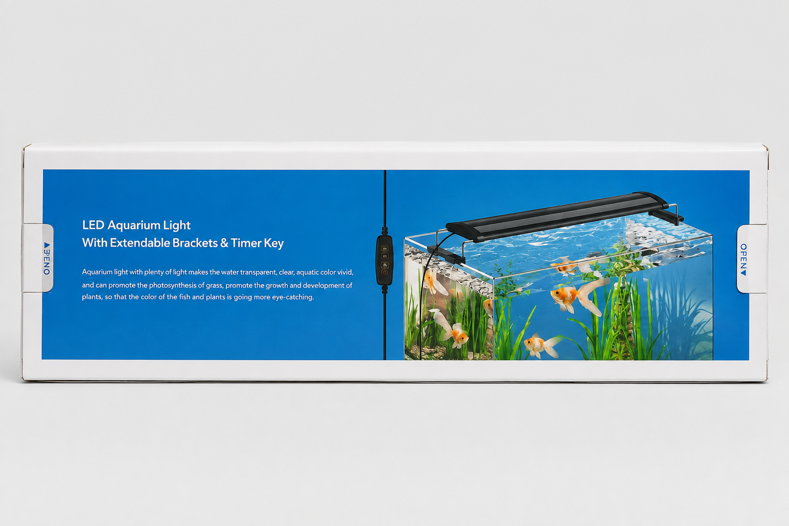 LED AQUARIUM LIGHT - EXTENDABLE BRACKETS & TIMER KEY - BLACK IN COLOR