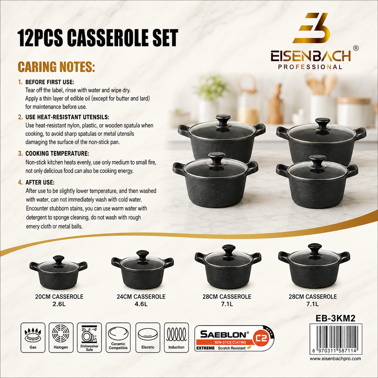 12 PIECE CASSEROLE SET - by EISENBACH
