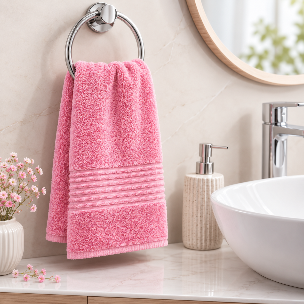 HIGH ST BRAND - HAND TOWEL - LIGHT BLUSH PINK SHADE - 100% EGYPTIAN COTTON & 600GSM - (50cm*90cm)