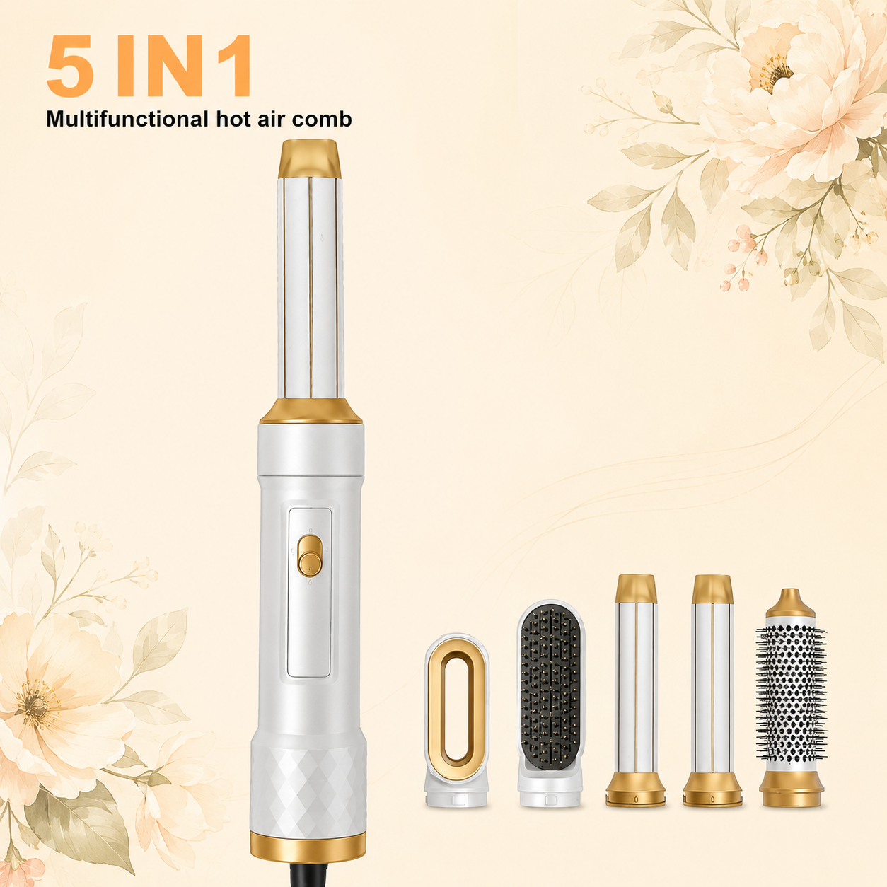 5 IN 1 MULTIFUNCTIONAL HOT AIR COMB  FOR STYLING HAIR IN DIFFERENT WAYS