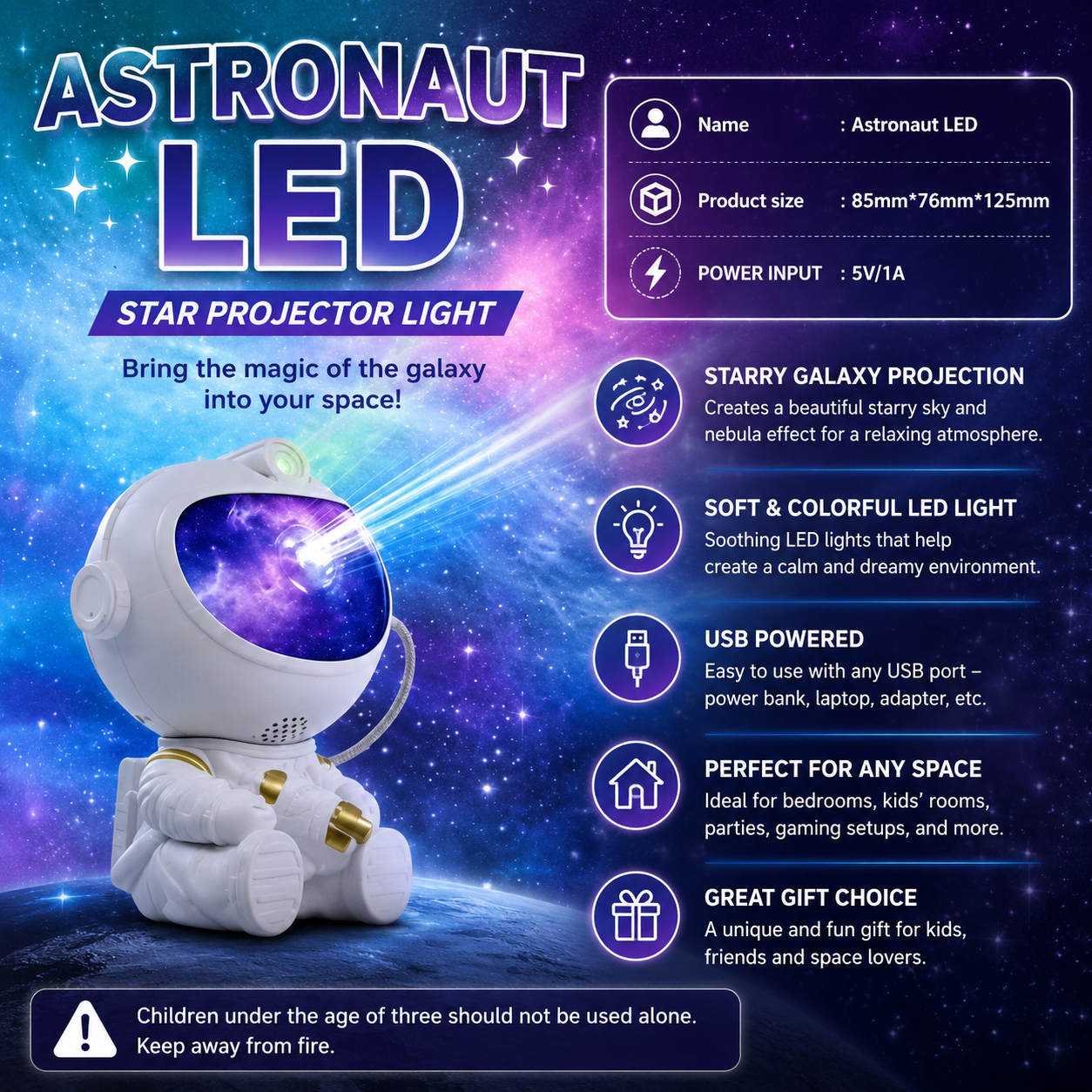 ASTRONAUT LED - STAR PROJECTOR LIGHT