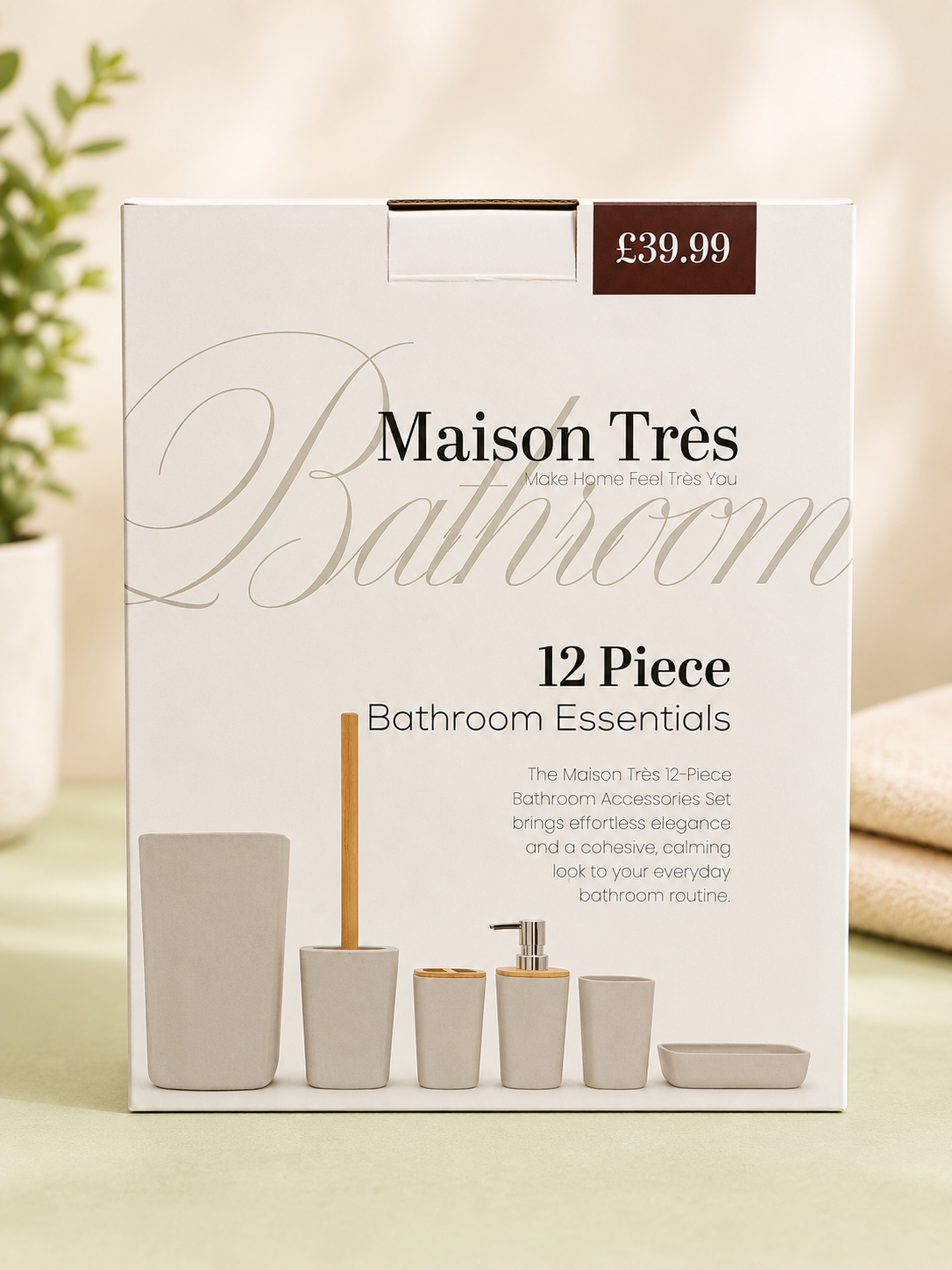 12 PIECE BATHROOM ESSENTIALS SET - BLACK/NATURAL COLOR - CLASSY AND GIVES AESTHETIC LOOK by MAISON TRES