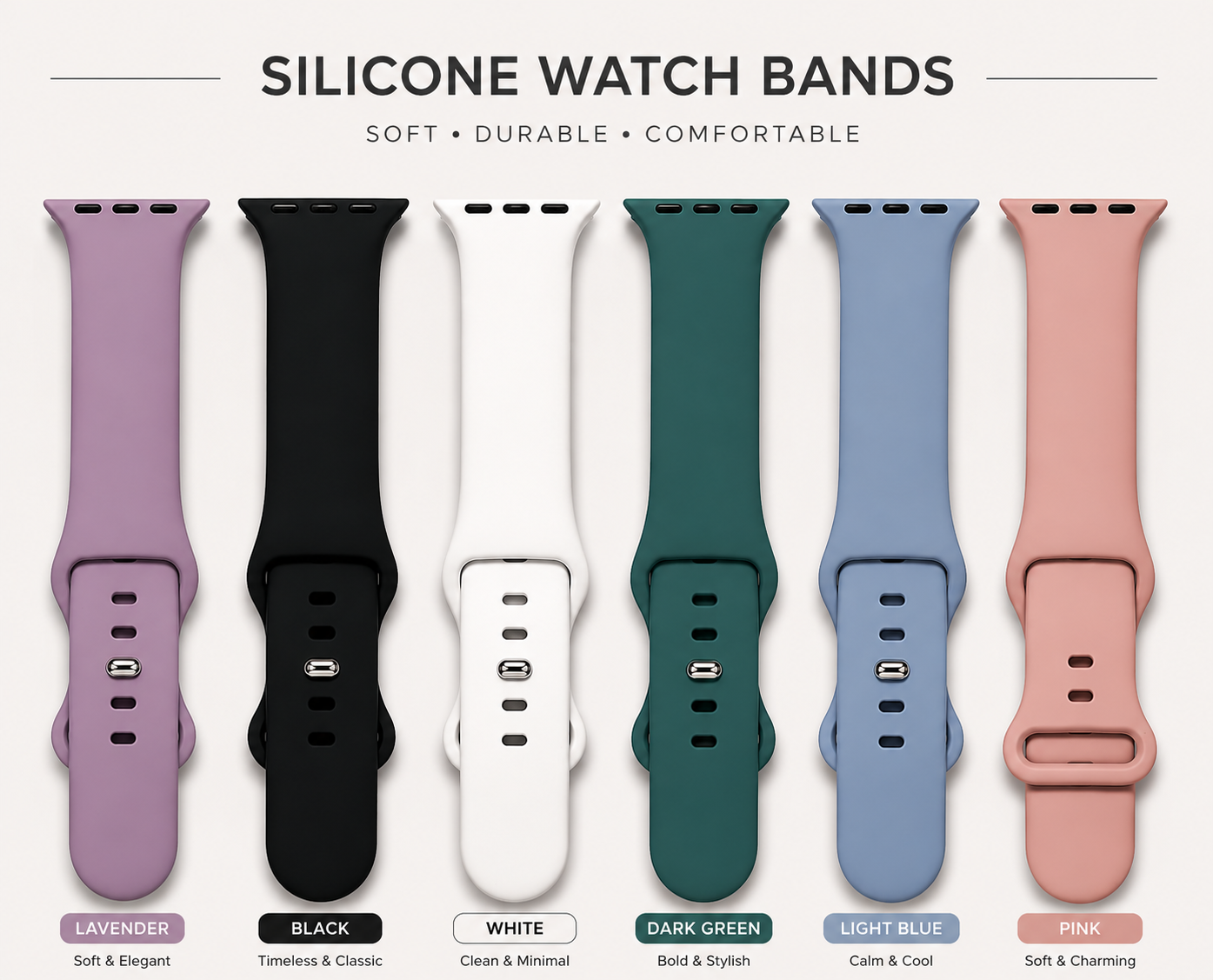 INTERCHANGEABLE COLORFUL SMARTWATCHES BAND FOR ALL SERIES - 6 pieces/pack