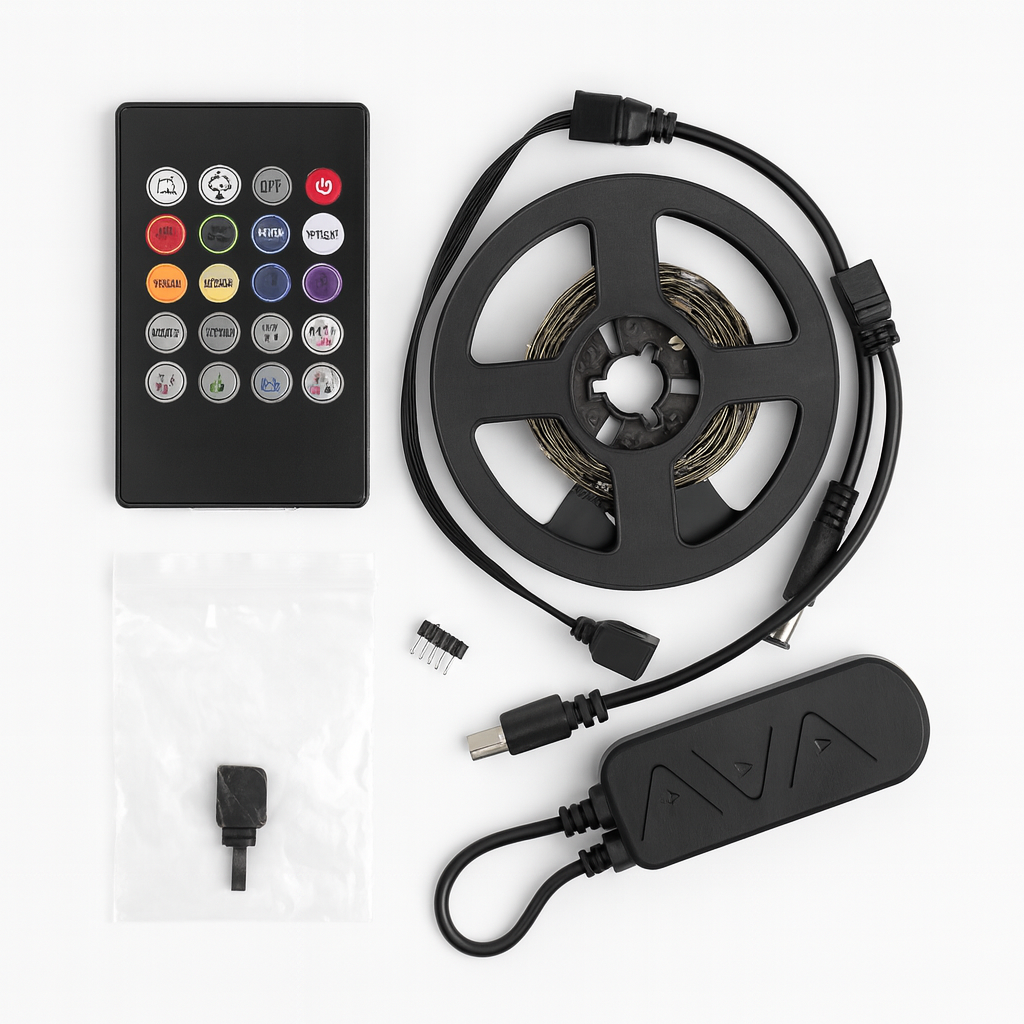 USB-Powered LED Strip Light Kit with Remote Control & Music Sync