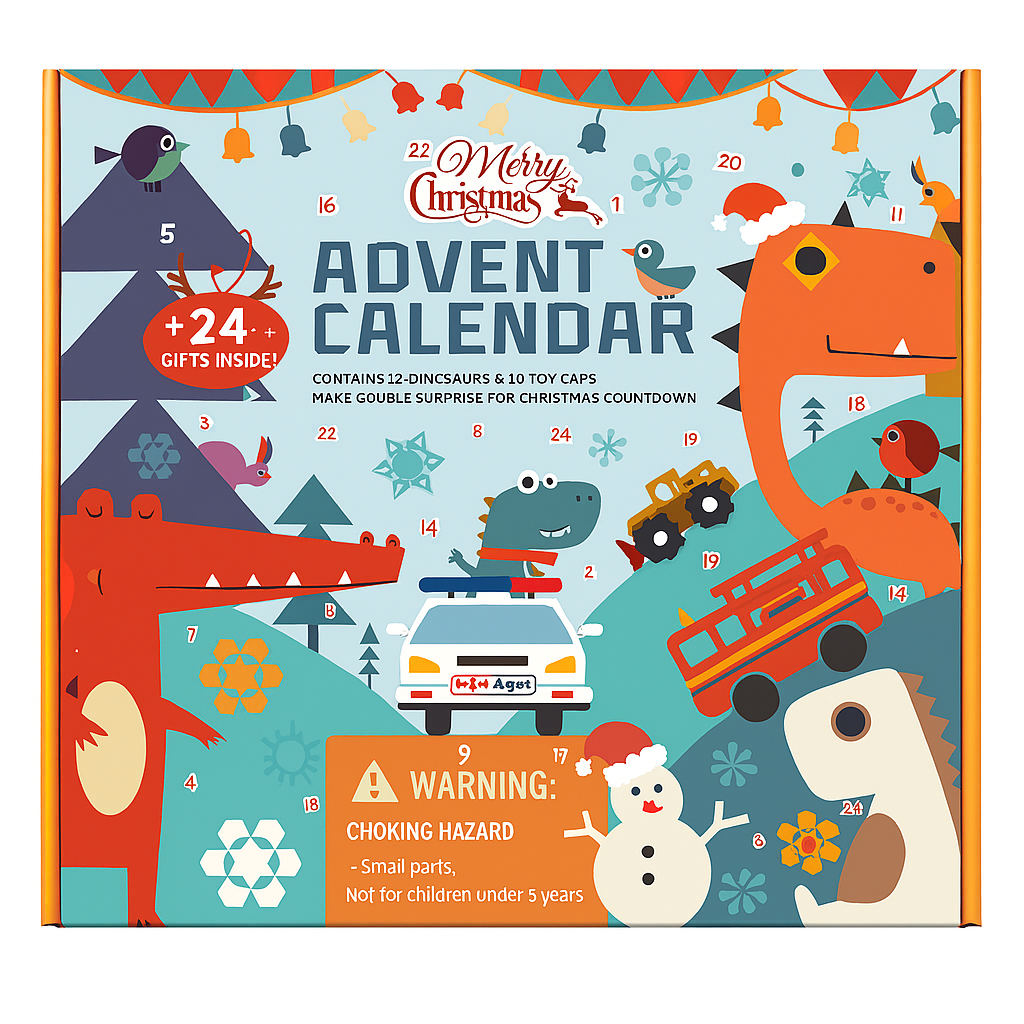 Dinosaur & Toy Car Christmas Advent Calendar – 24 Surprises Inside!