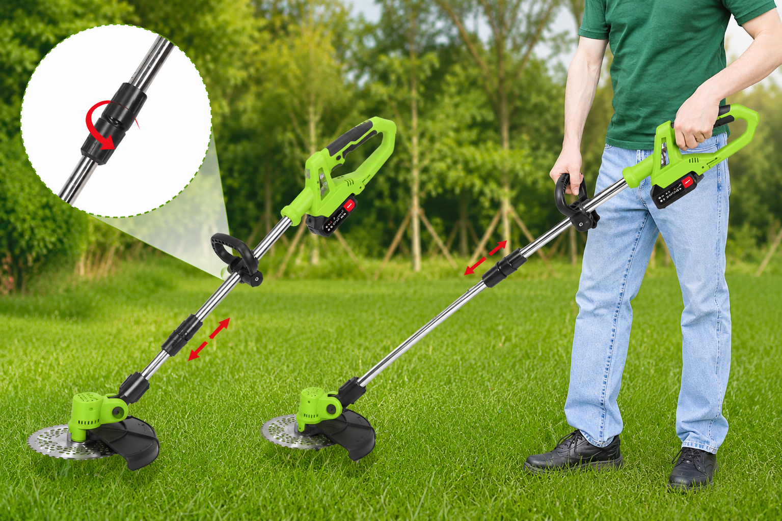 GARDEN STRIMMER - LIGHTWEIGHT DESIGN WITH 24V LITHIUM BATTERY - POWERFUL MOTION by GREENPRO (age-18+)
