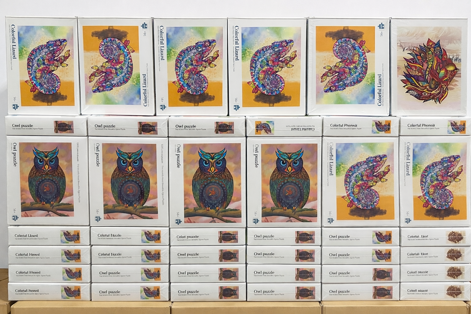 Bulk Deal: Assorted Artistic Jigsaw Puzzles – 20 Pieces for £50 (Owl, Lizard, Phoenix & Animal Designs)